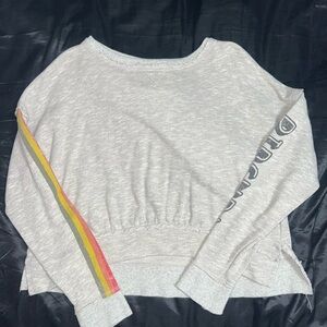 Rip Curl Light Gray Sweater with Colorful Stripe